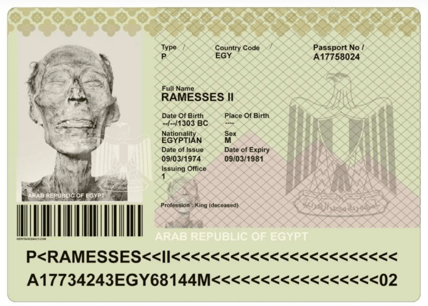 The passport of Ramesses